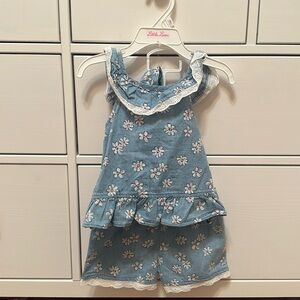 NWT Flower Toddler Short Set with Headband